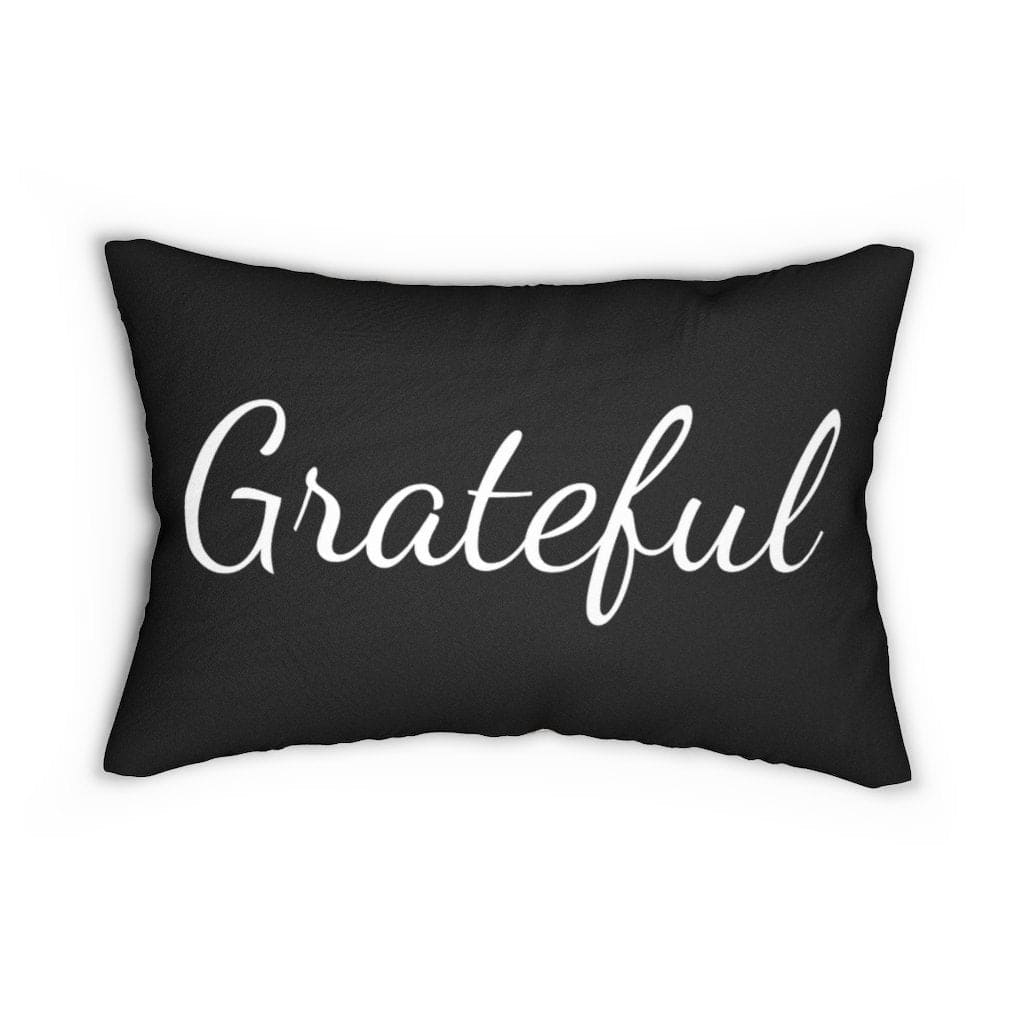 Decorative Throw Pillow - Double Sided Sofa Pillow / Grateful - Beige/Black